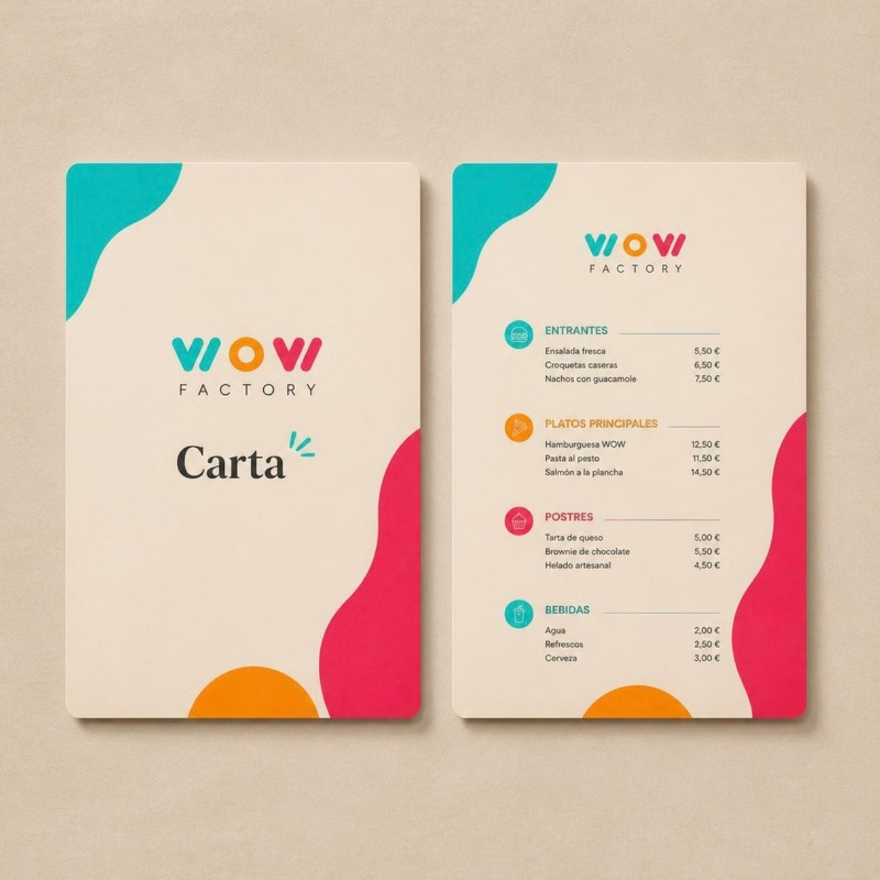 Carta A4 de PVC para restaurante
