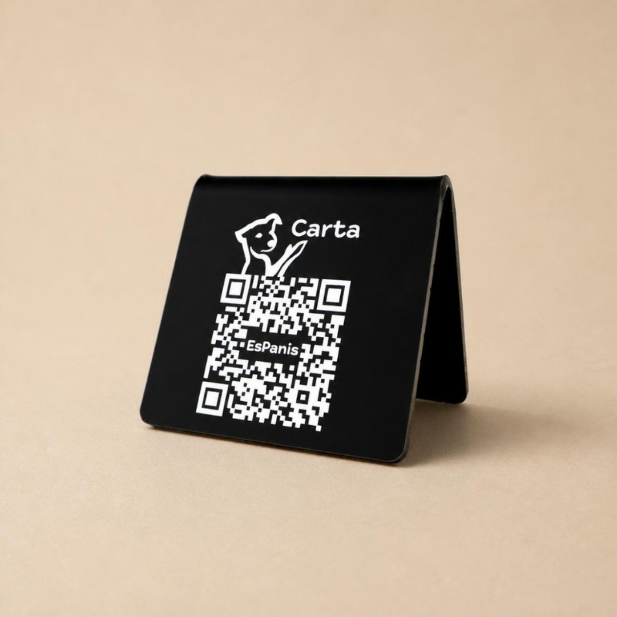 QR de metacrilato con peana